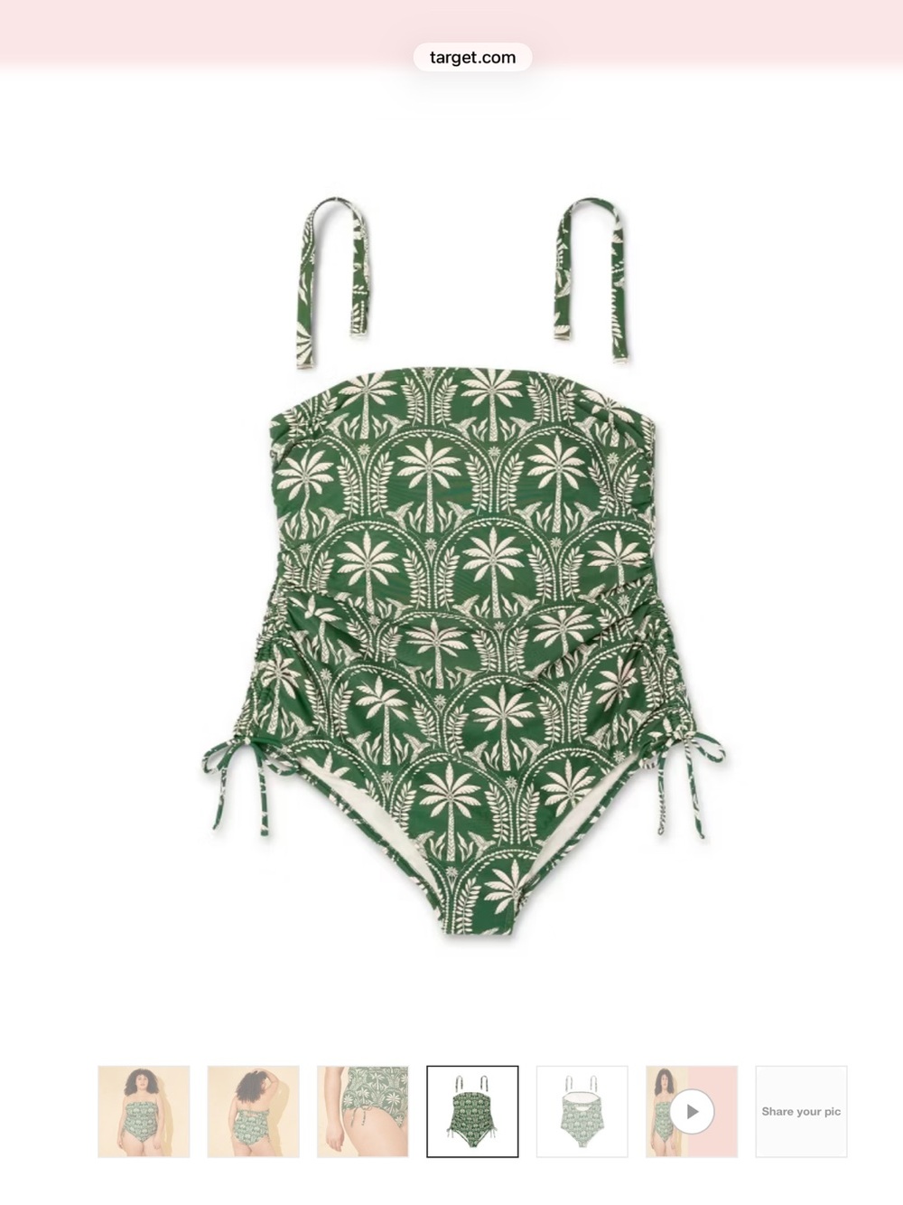 Women's Palm Print Bandeau One Piece Swimsuit - Shade &